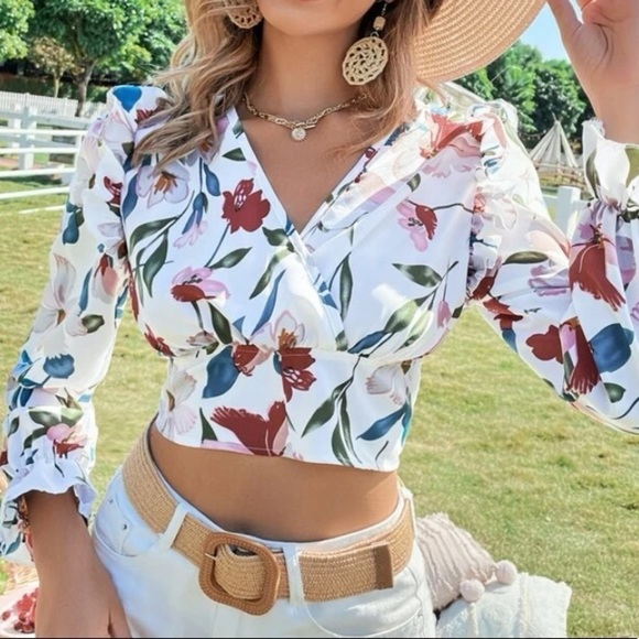 Boho floral print crop top - Picture 1 of 6